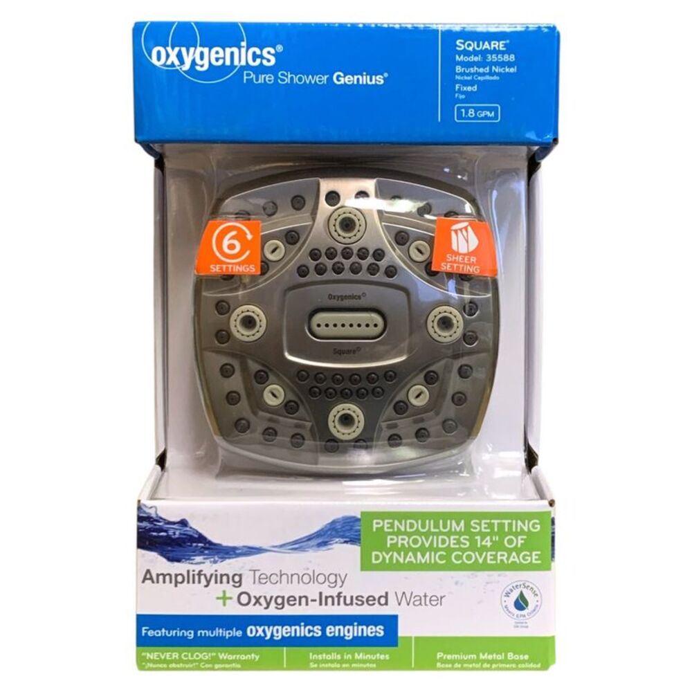 Oxygenics Square 6-Setting Fixed Shower Head (Assorted Colors)